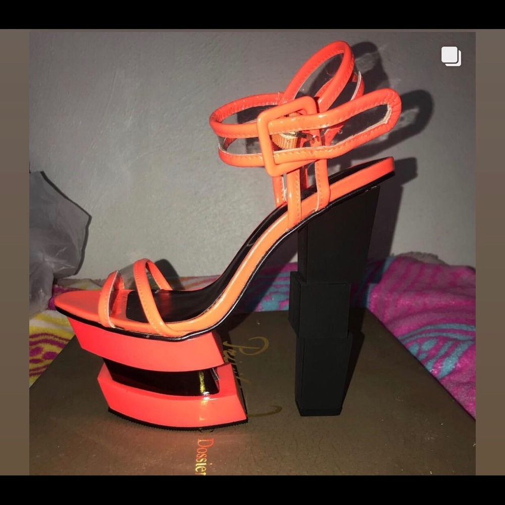 Orange and Black Platform Heel